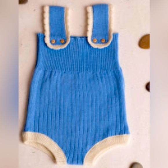 Blue knit romper birinit petit. High end Spanish brand